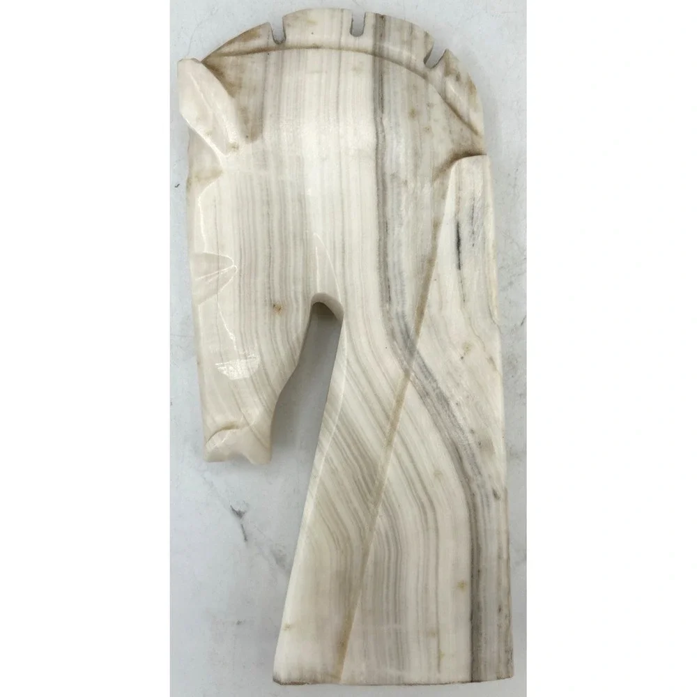 Hand Carved‎ Onyx Horse Head Figure Missing Bottom MCM Aprox 8 Inches